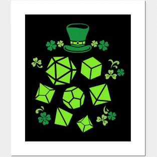 Green Polyhedral Dice Set of St Patrick Posters and Art